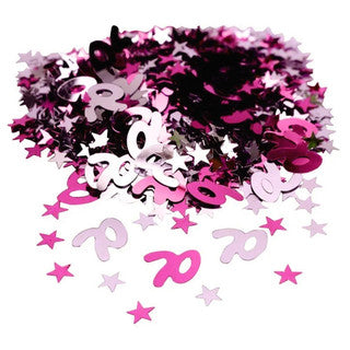 Age 70 Pink Mini Stars Metallic Confetti