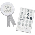 Silver Rosette Birthday Badge with Stickers