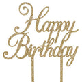 Happy Birthday Sparkling Fizz Gold Acrylic Cake Topper