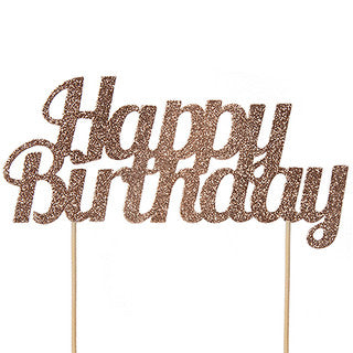 Happy Birthday Gold Glitter Cake Topper