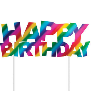 Metallic Rainbow Happy Birthday Cake Topper