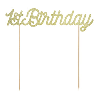 1st Birthday Gold Glitter Cake Topper