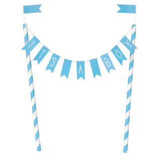 It's A Boy Blue Bunting Cake Topper