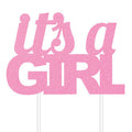 Pink Glitter It's A Girl Cake Topper