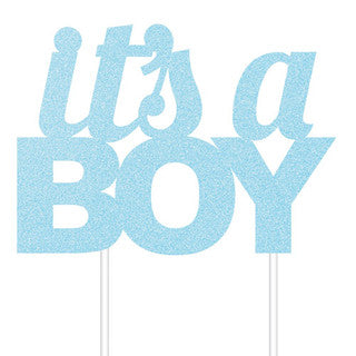 Blue Glitter It's A Boy Cake Topper