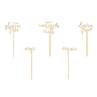 5 Wooden Buffet Allergen Signs