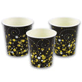 8 Black Sparkling Fizz Paper Cups
