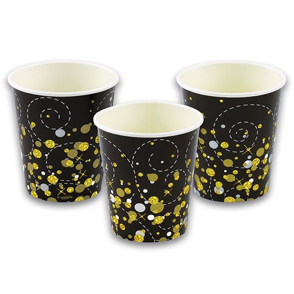 8 Black Sparkling Fizz Paper Cups