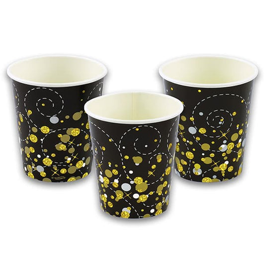 8 Black Sparkling Fizz Paper Cups