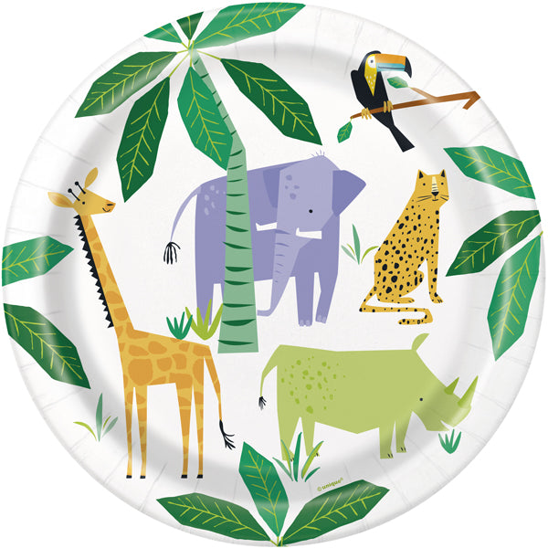 8 Animal Safari Paper Plates