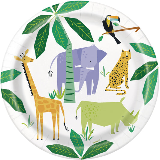 8 Animal Safari Paper Plates