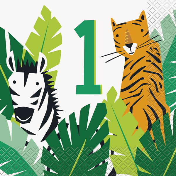 16 Animal Safari 1st Birthday Paper Napkins