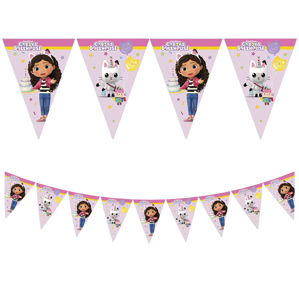 Gabby's Dollhouse Party Paper Triangle Flag Banner