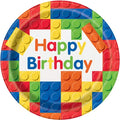 8 Happy Birthday Building Blocks Paper Plates