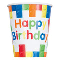 8 Happy Birthday Building Blocks Paper Cups