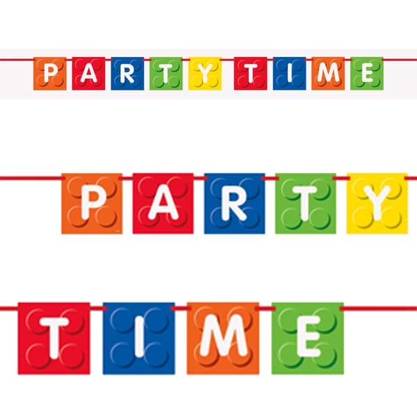 Party Time Building Blocks Banner