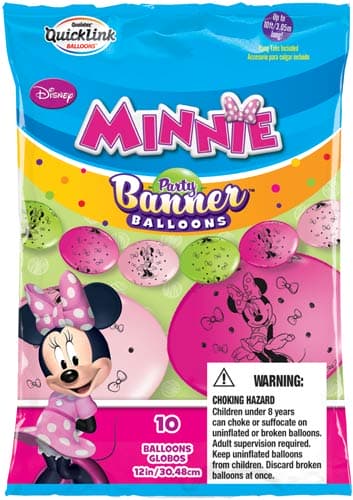 10 x 12" Minnie Mouse Quick Link Party Banner Balloons