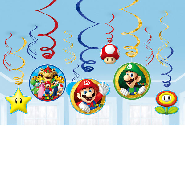 12 Super Mario Swirl Decorations