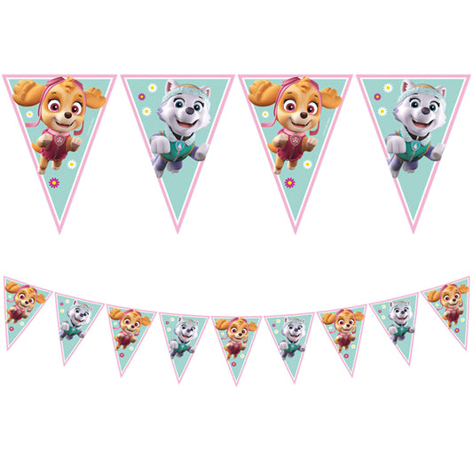 Paw Patrol Skye & Everest Party Triangle Flag Banner