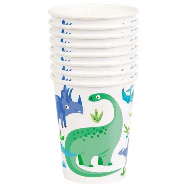 8 Blue & Green Dinosaur Paper Cups