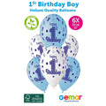 13" Blue & White 1st Birthday Boy Latex Balloons 6pk