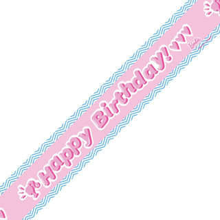 6ft Barbie Style Happy Birthday Foiled Paper Banner