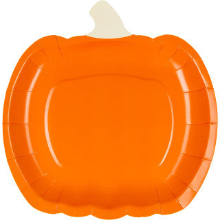6 Orange Pumpkin Shaped Paper Plates