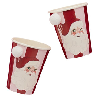 8 Vintage Santa Paper Cups