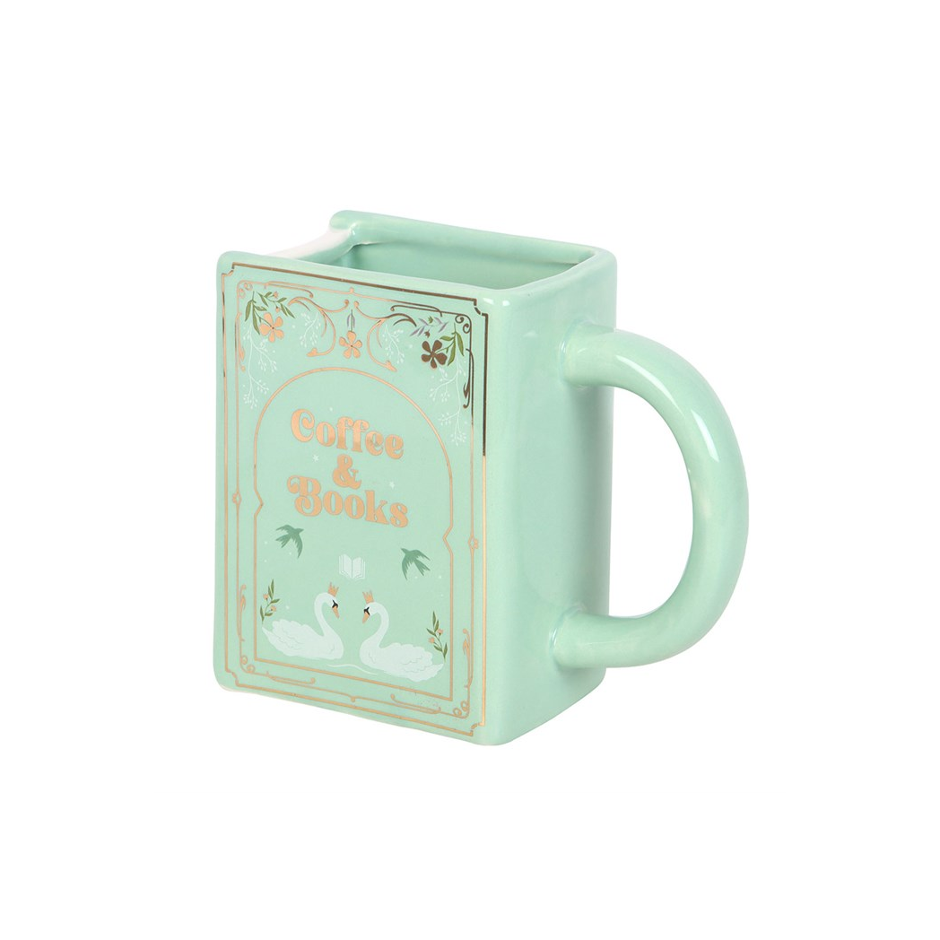Coffee and Books Green Book Shaped Mug