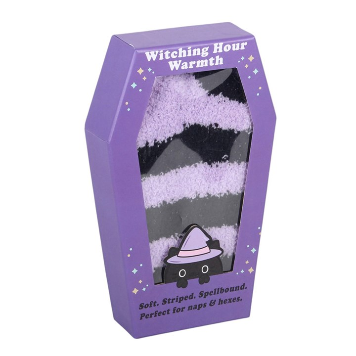Pastel Purple Striped Socks in Coffin Gift Box