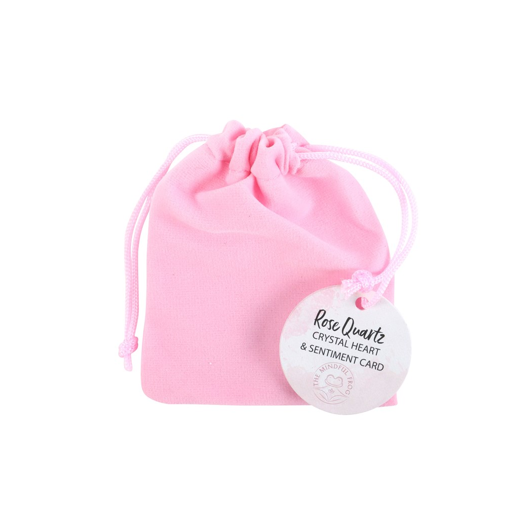 I Love You Rose Quartz Crystal Heart in a Bag